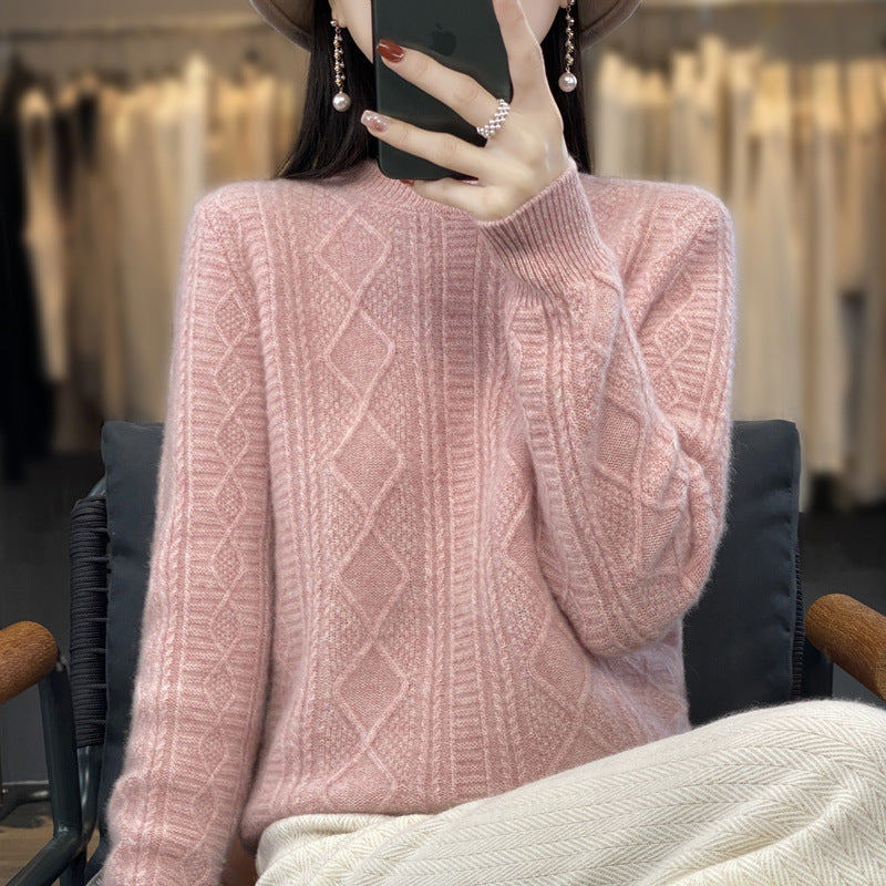 Damen Zopfmuster-Feinstrickpullover mit Ajour-Bahnen und weichem Mohair-Finish Drune