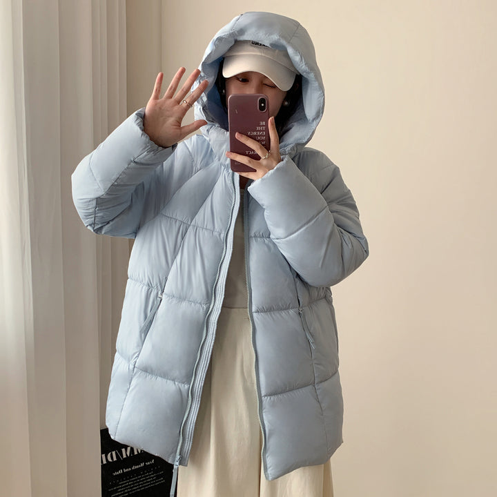 Damen Übergroße Pufferjacke mit Kapuze und praktischen Eingrifftaschen Drune