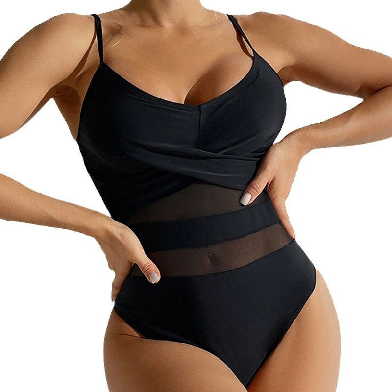 Damen Einteiler Badeanzug mit raffiniertem Mesh-Design Drune