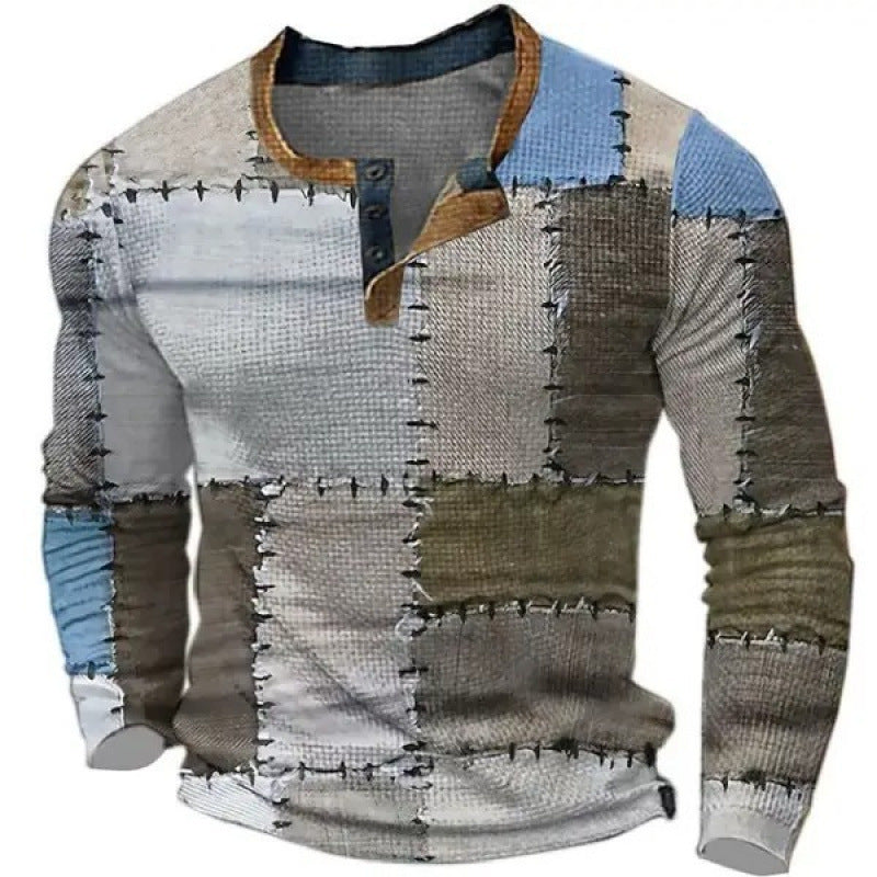 Herren Sportliches Langarmshirt mit Knopfleiste Drune