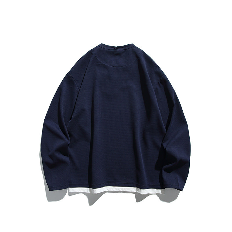 Unisex Oversize-Layering-Sweatshirt mit V‑Einsatz und sichtbarem Innenlayer Drune