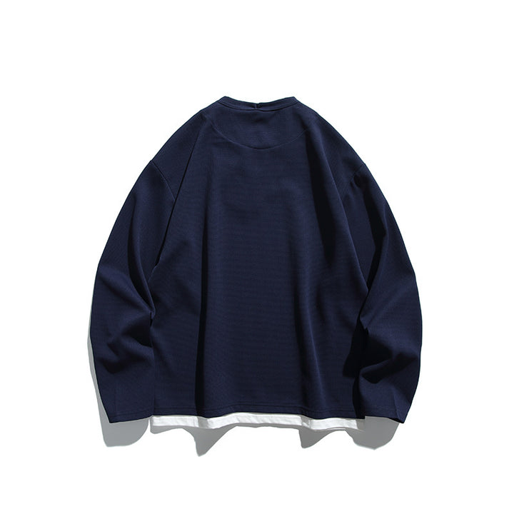 Unisex Oversize-Layering-Sweatshirt mit V‑Einsatz und sichtbarem Innenlayer Drune