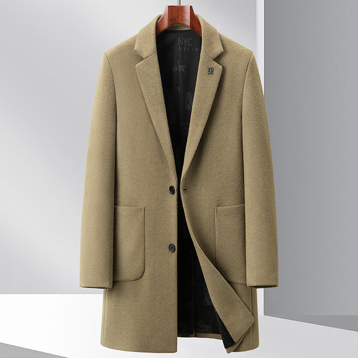Herren eleganter Mantel aus hochwertiger Wolle mit modernem Schnitt Drune