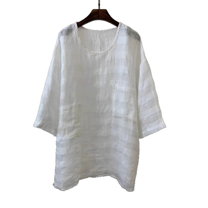 Damen Relaxed Fit Leinen Tunika mit aufgesetzten Taschen Drune