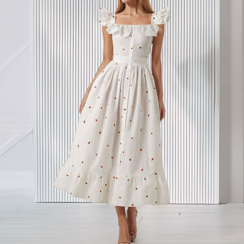 Damen Maxikleid mit Rüschen und floralem Druck Drune