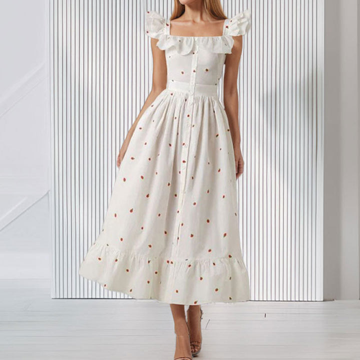 Damen Maxikleid mit Rüschen und floralem Druck Drune