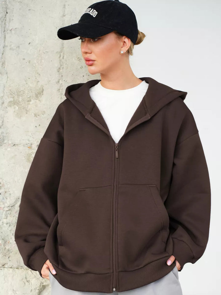 Damen Bequemer Fleece-Kapuzenjacke Drune