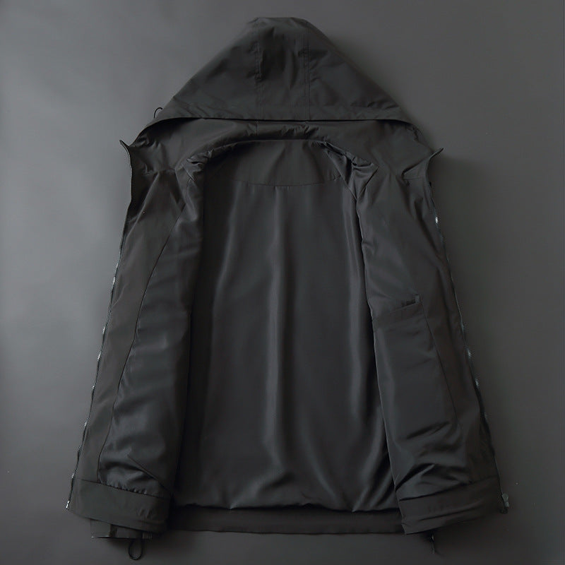 Herren Leichte wasserabweisende Softshelljacke mit Kapuze, verstellbaren Bündchen und Reißverschlusstaschen Drune