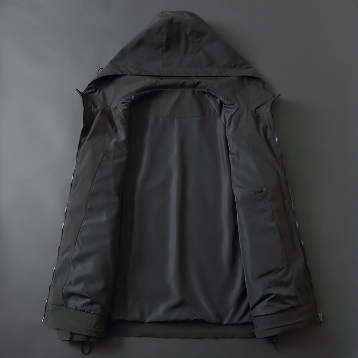 Herren Leichte wasserabweisende Softshelljacke mit Kapuze, verstellbaren Bündchen und Reißverschlusstaschen Drune