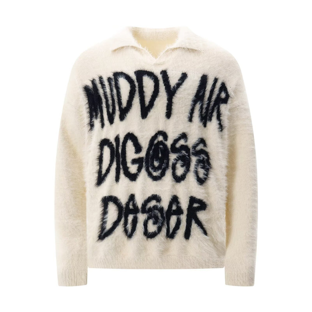Damen Modischer Pullover mit einzigartigem Schriftzug Drune