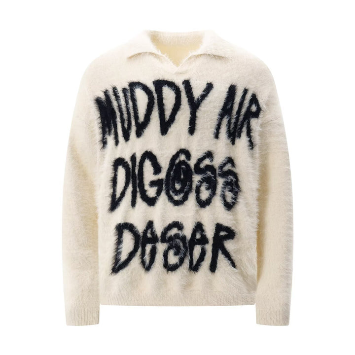 Damen Modischer Pullover mit einzigartigem Schriftzug Drune