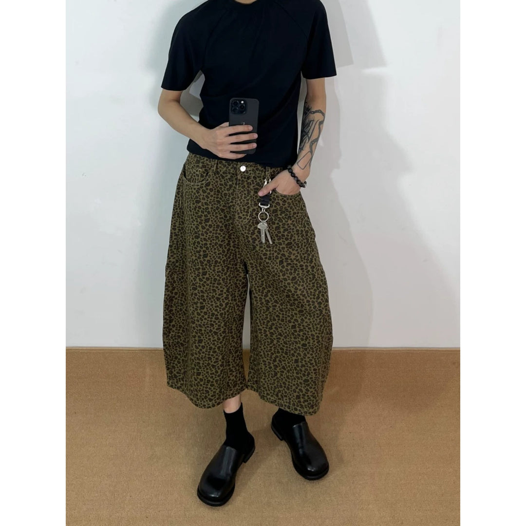 Damen Modische Weitbein-Culotte mit Animal-Print Drune