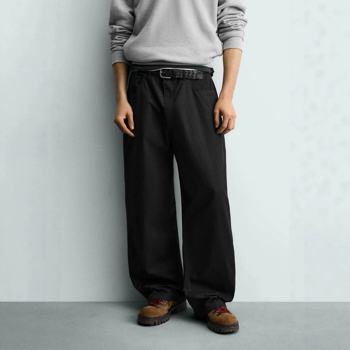 Damen Weite kurzgeschnittene Chinohose mit hoher Taille und Fünf-Taschen-Design Drune