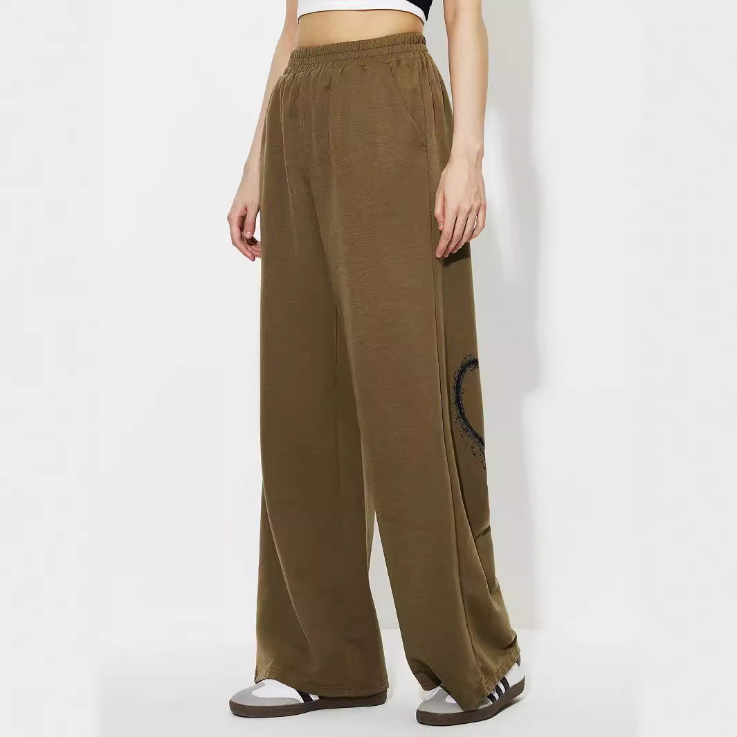 Damen weite Freizeithose aus leichtem Material mit elastischem Bund Drune