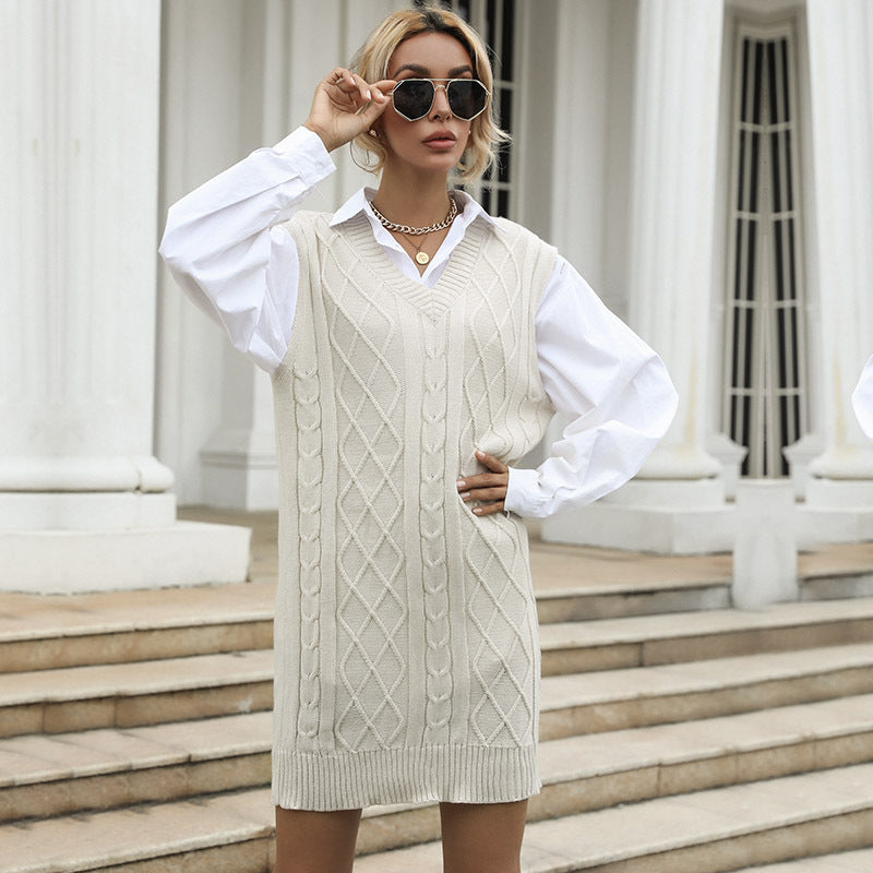 Damen Lässiger Strickpulloverkleid Drune