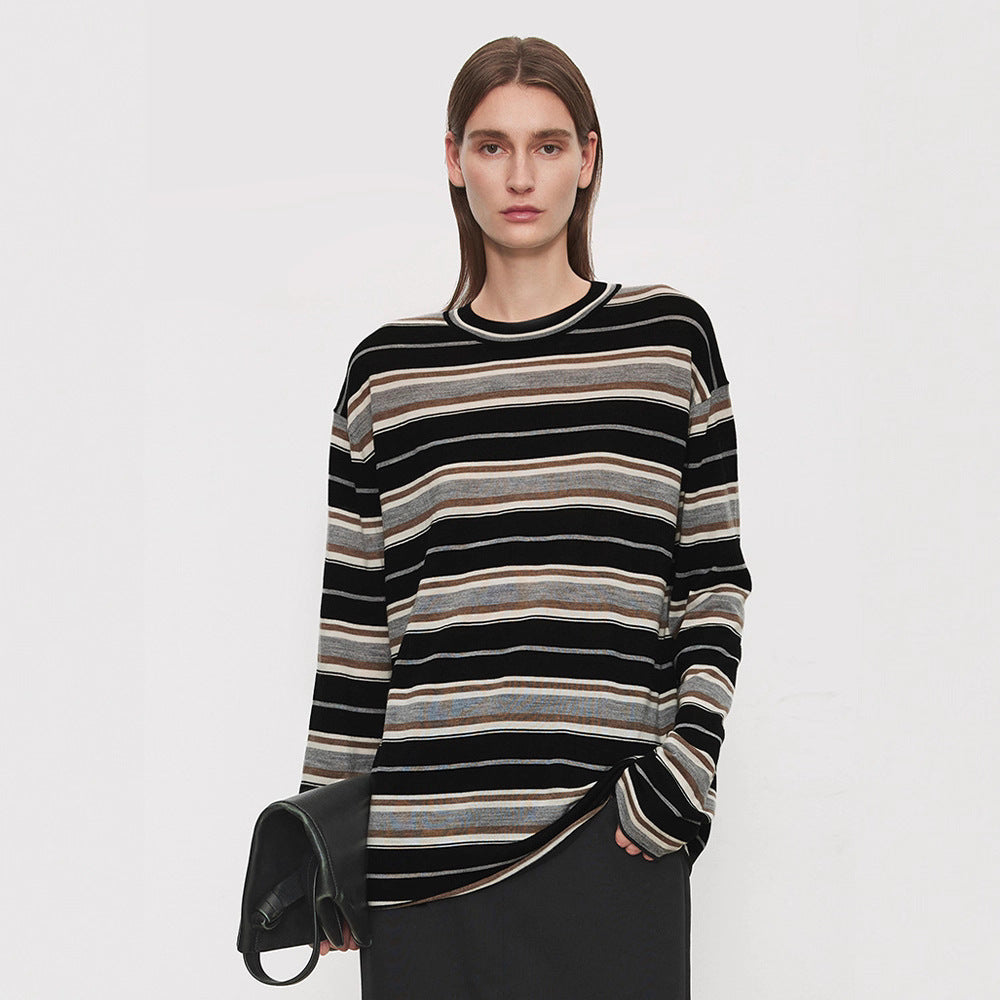 Damen Langarmshirt mit modischem Streifenmuster Drune
