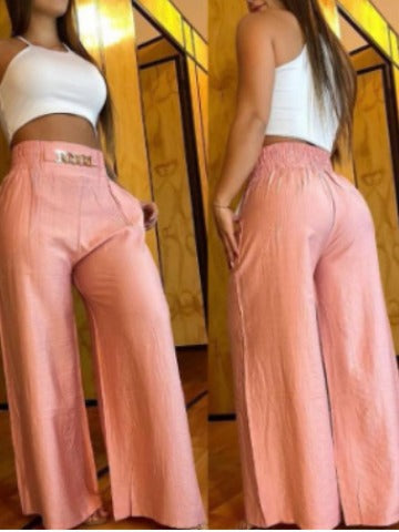 Damen Weit geschnittene Dress-Pants mit elastischem Bund Drune