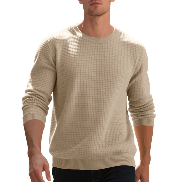 Herren nan strukturierter Strickpullover mit Waffelstruktur und Rundhalsausschnitt Drune