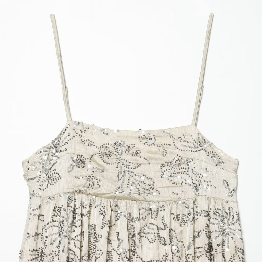 Damen Spaghettiträgerkleid mit verspieltem floralem Design und lockerer Passform Drune