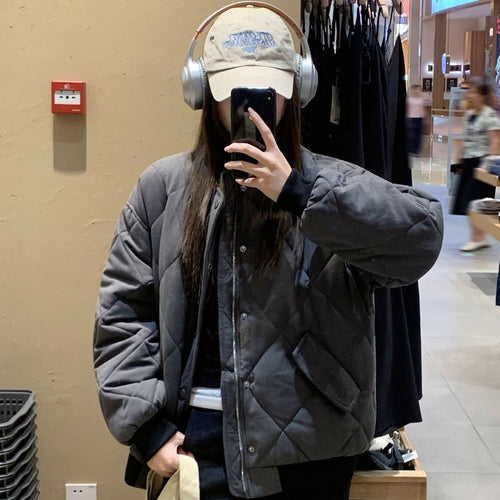 Damen Kuschelige gesteppte Jacke mit Druckknöpfen und weichem Innenfutter Drune