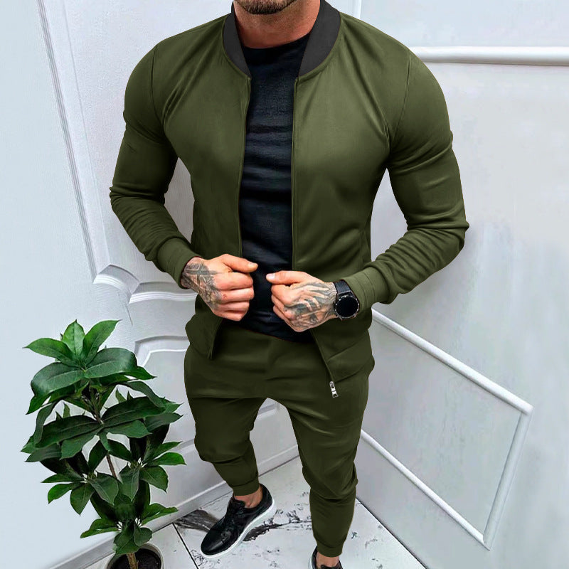 Herren nan sportlicher Freizeit-Trainingsanzug mit taillierter Bomberjacke und konisch zulaufender Jogginghose aus elastischer Baumwollmischung Drune
