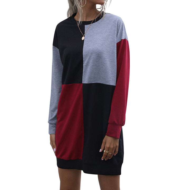 Damen Langarm-Sweatkleid mit Blockpaneelen und weitgeschnittener Passform Drune