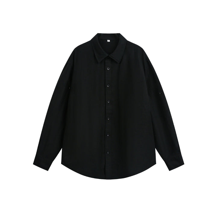 Unisex Oversize‑Hemdjacke aus leichter Leinenmischung mit Kentkragen und aufgesetzter Brusttasche Drune
