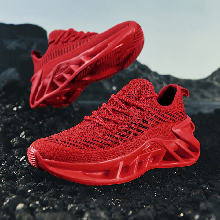 Unisex atmungsaktive Strick‑Runner mit skulpturierter Hohlkammer‑Plattform und flexibler Trail‑Laufsohle Drune