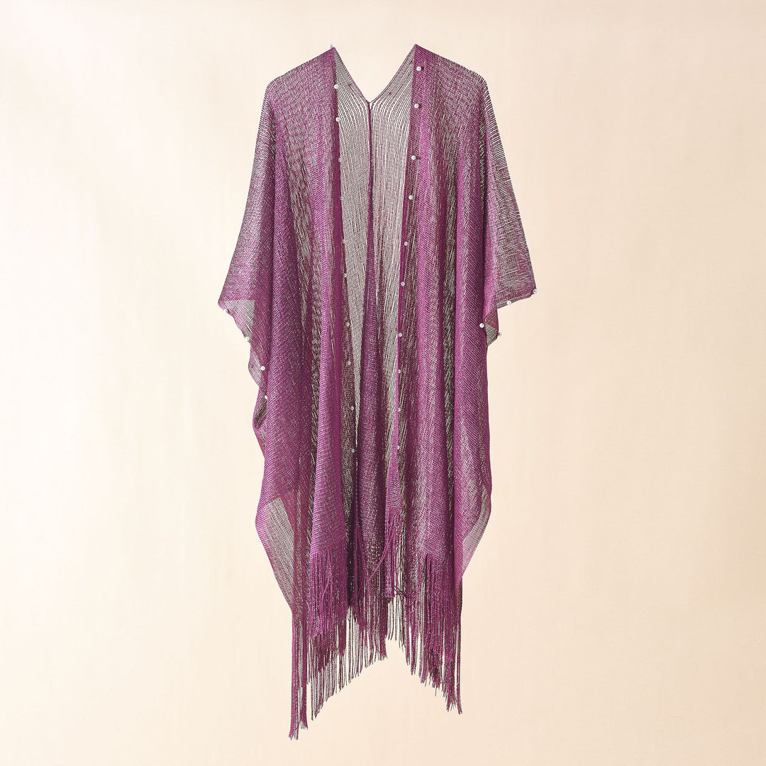 Damen transparenter Kaftan mit fransigen Kanten und elegantem Design Drune