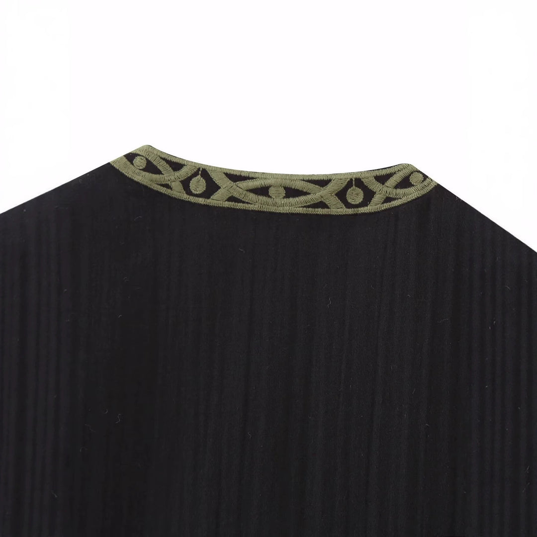 Damen Boho-Stickereiweste mit offenem Schnitt und floraler Zierstickerei Drune