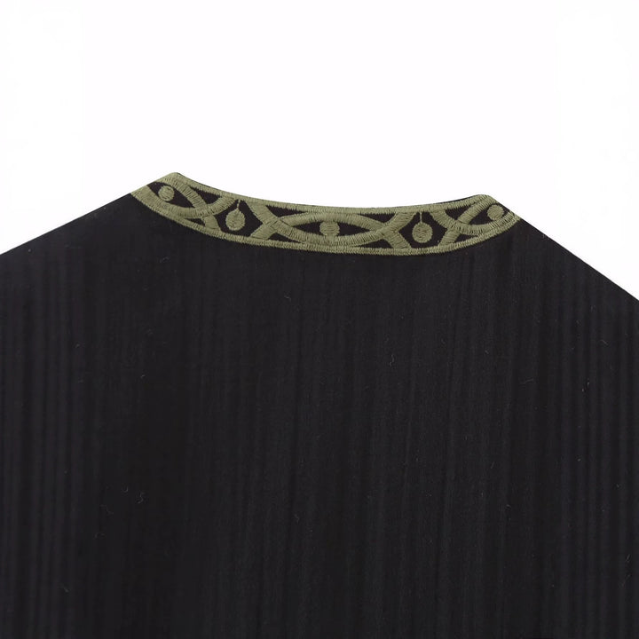 Damen Boho-Stickereiweste mit offenem Schnitt und floraler Zierstickerei Drune