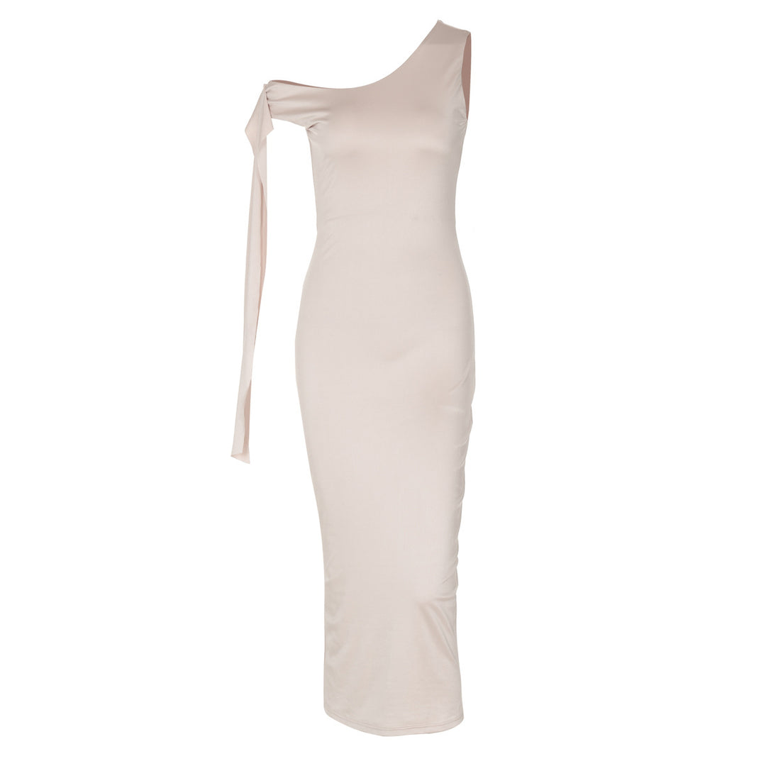 Damen Edles One-Shoulder-Kleid mit figurbetonter Silhouette und langen Ärmeln Drune