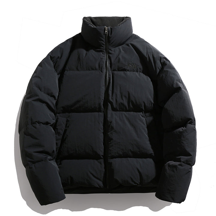 Unisex Kurz geschnittene wattierte Steppjacke mit hohem Stehkragen Drune