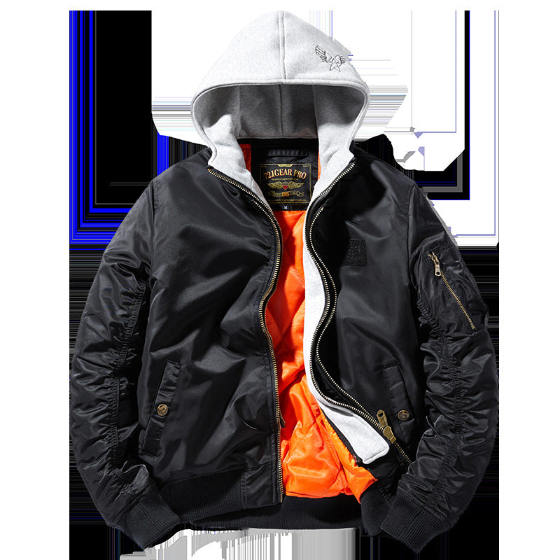 Herren Bomberjacke mit abnehmbarer Kapuze und praktischen Taschen Drune