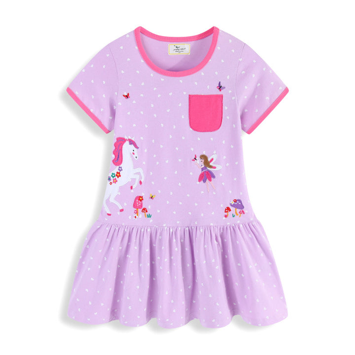 Mädchen Freizeitkleid mit zauberhaften Einhorn- und Feenapplikationen Drune
