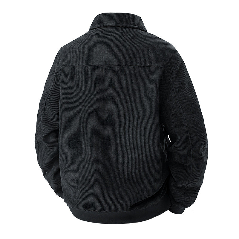 Herren  Corduroy Utility-Bomberjacke mit Reißverschluss-Brusttasche und Klapptaschen