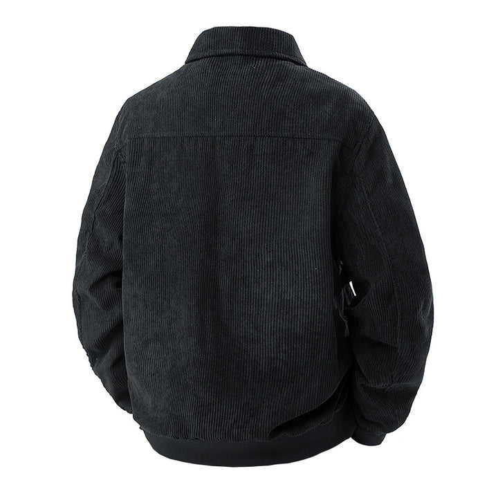 Herren  Corduroy Utility-Bomberjacke mit Reißverschluss-Brusttasche und Klapptaschen