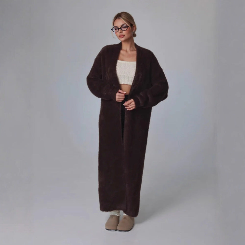 Damen Langer Wollmantel Drune