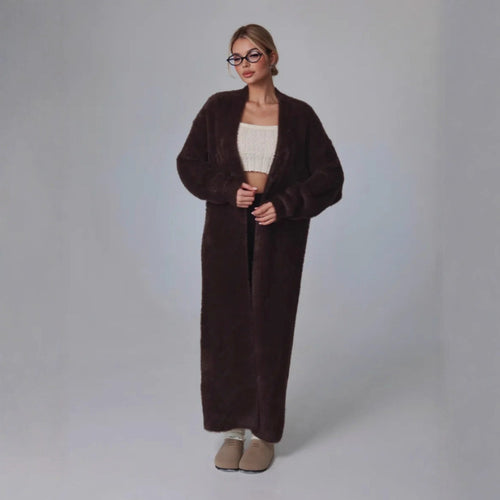 Damen Langer Wollmantel Drune