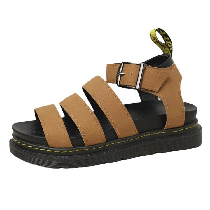 Damen modische Riemensandalen mit verstellbarem Verschluss und robustem Profil Drune