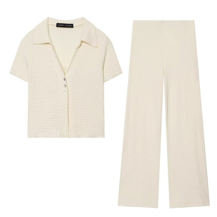 Damen Hochbundhose mit weitem Schnitt und lässiger Textur Drune