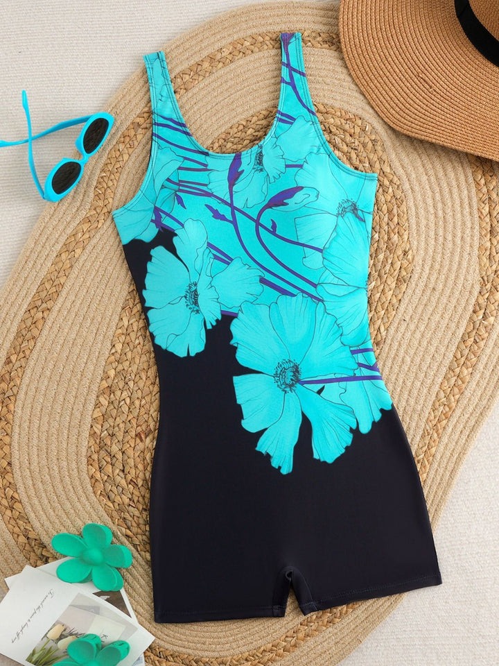 Damen Einteiliger Badeanzug mit sportlichem Design und buntem Grafikmuster Drune
