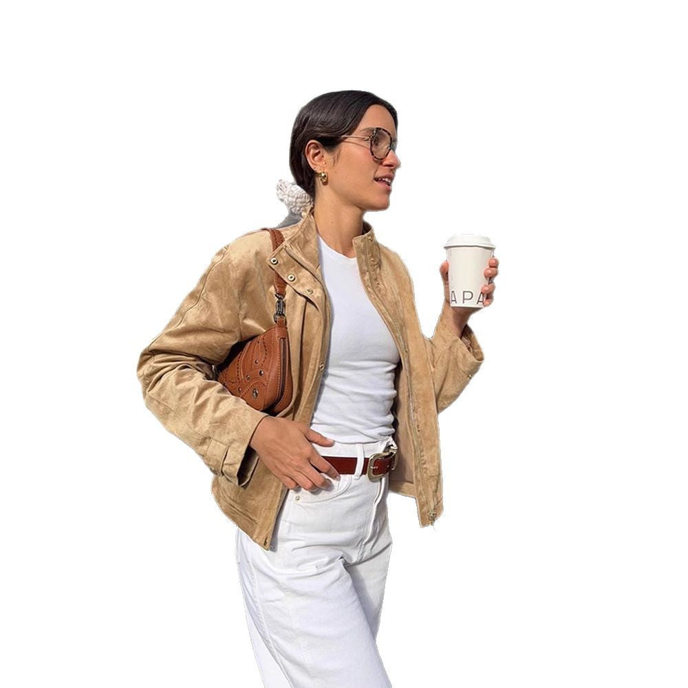 Damen Kunstlederjacke mit elegantem Schnitt Drune
