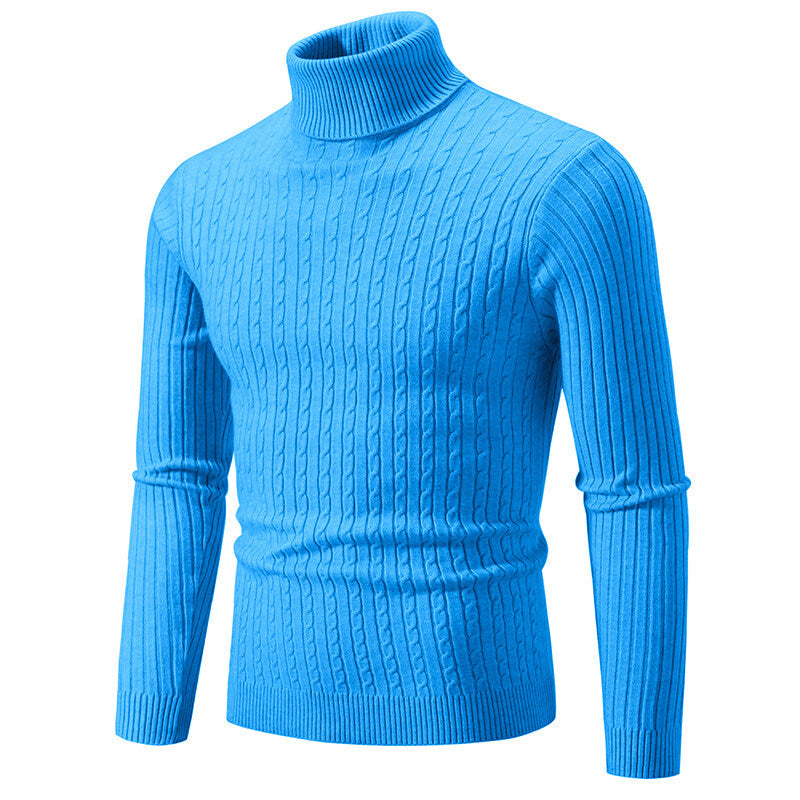 Herren nan Rollkragenpullover mit Zopfstrick und schlanker Passform Drune