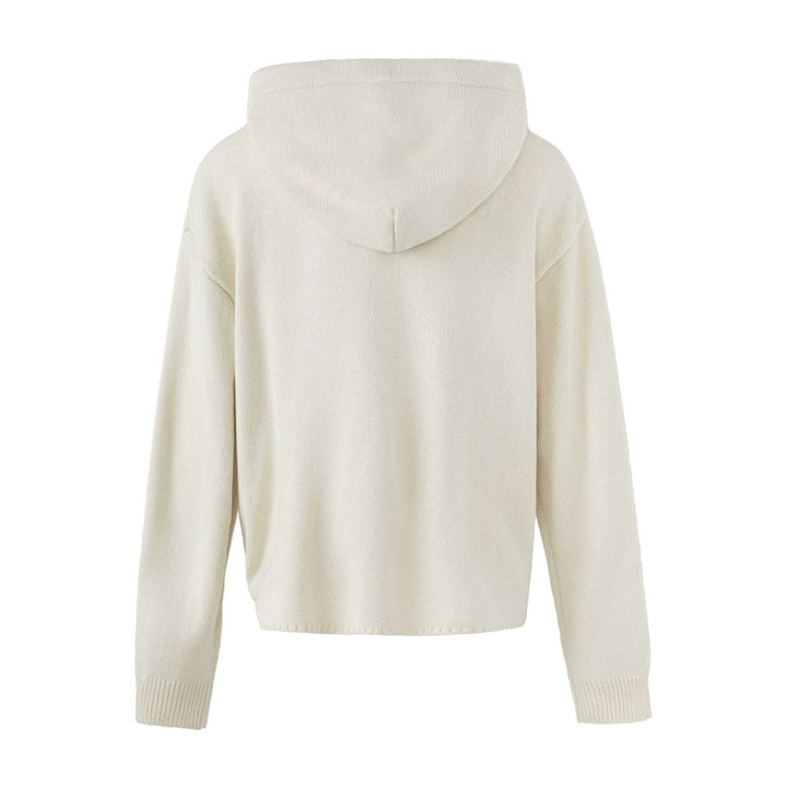 Damen Kapuzen-Strickjacke mit militärischen Zierknöpfen und Reißverschluss Drune