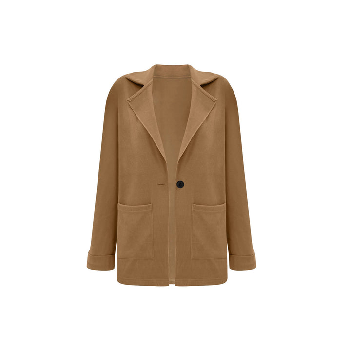 Damen Oversize Blazer-Cardigan mit Reverskragen, aufgesetzten Taschen und Krempelärmeln Drune