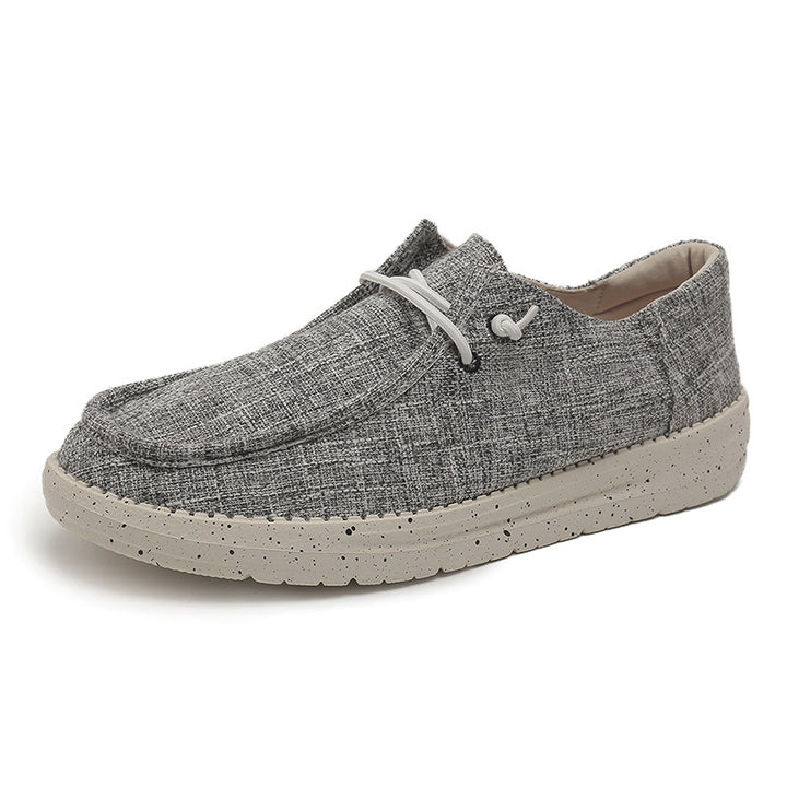 Herren Legerer Canvas-Mokassin-Slipper mit geflochtener Schnürung und gefleckter EVA-Sohle Drune