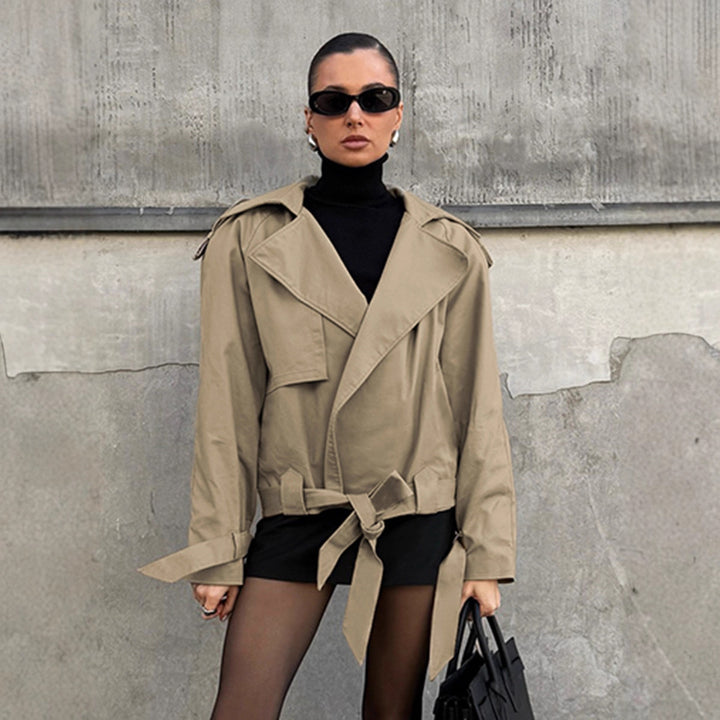 Damen lässige Utility-Jacke im Oversized-Schnitt mit taillierbarem Gürtel und praktischen Taschen Drune
