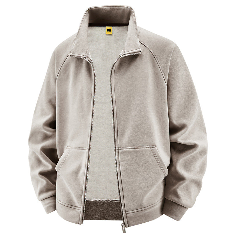 Herren Isolierte Plüschfutter-Sweatjacke mit Stehkragen und verdeckten Innentaschen Drune