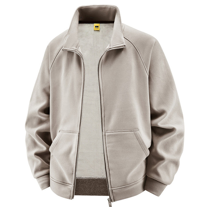 Herren Isolierte Plüschfutter-Sweatjacke mit Stehkragen und verdeckten Innentaschen Drune